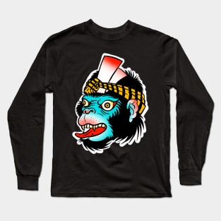 Crazy monkey tattoo art Long Sleeve T-Shirt